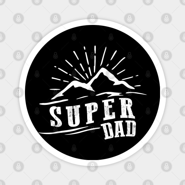 Fathers Day Super Dad Vintage Summer Mountains Magnet by ZimBom Designer